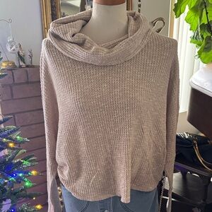Cozy Beige Cowl Neck Sweater